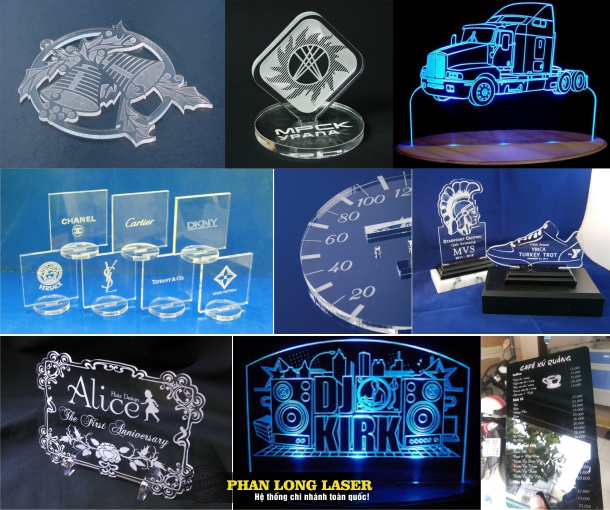 Khắc chữ, khắc tên, khắc hình ảnh, khắc logo lên mica bằng laser tại Tân Phú
